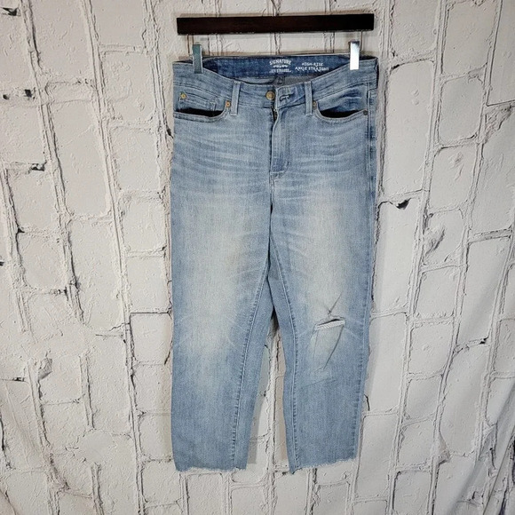 Womens SIGNATURE LEVI STRAUSS High Rise Ankle Straight‎ Denim Jeans Frayed Hem 8 - Picture 1 of 6
